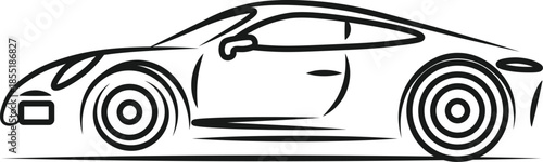 Minimalist Line Art of Sleek Sports Car, Modern Vector Design for Automotive Branding and Concept Art