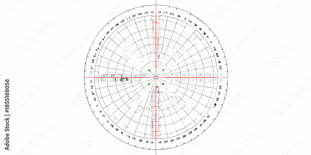 Ταπετσαρία Detailed polar plot with radial grid and indicator markings for signal analysis