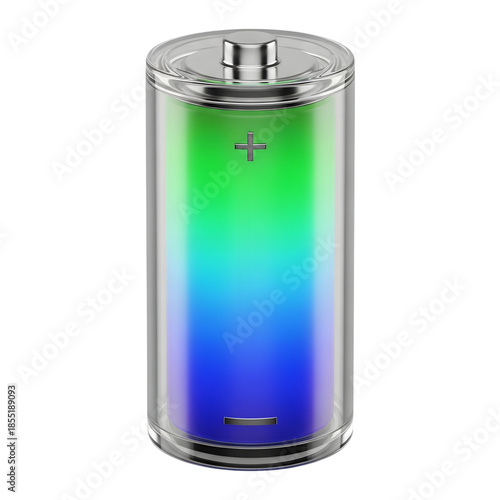 3D battery icon on transparent background isolated png.