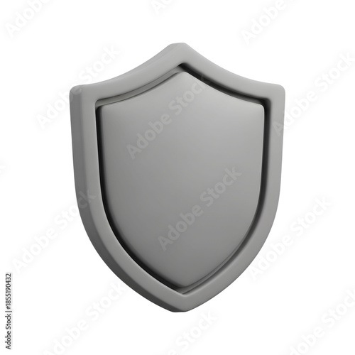 3D protective shield icon on isolated transparent background png.
