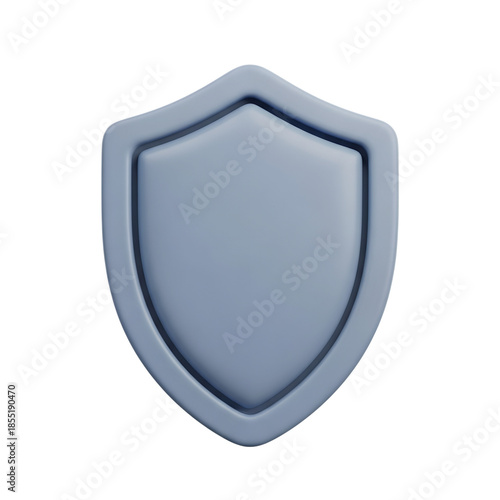 3D protective shield icon on isolated transparent background png.