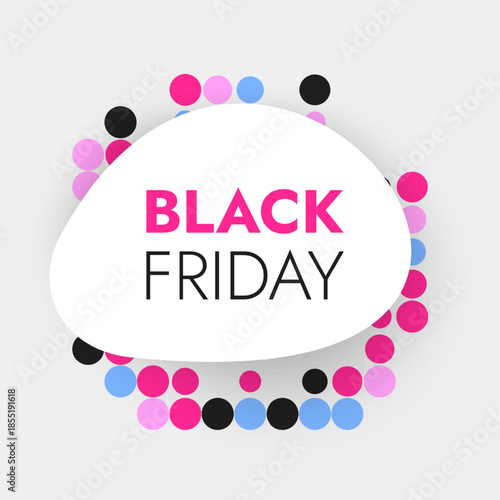 Modern Black Friday sale banner with colorful halftone dots pattern and minimalist typography