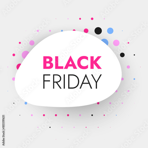 Modern Black Friday sale banner with colorful halftone dots pattern and minimalist typography