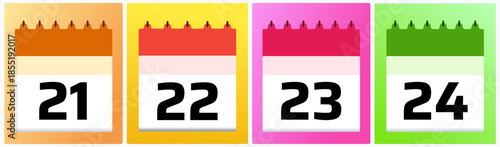 Calendar date set 21, 22, 23, and 24 designed for weekly planning layouts, task organization, reminder systems, and digital calendar designs