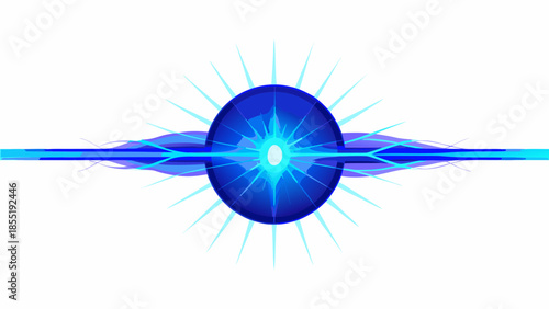 Abstract Glowing Blue Orb with Energetic Light Rays and Rippling Waves