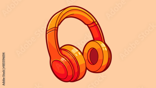 Orange headphones with a gradient design on a peach background.