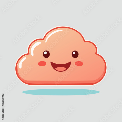 Cute cartoon cloud with a smiling face and rosy cheeks, floating above a light blue shadow.
