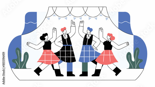 Burns Night Map of Scotland Illustration with Highlighted Culture