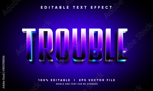 trouble vector text effect with modern style