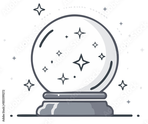 Crystal Ball with Stars and Sparkles Illustration