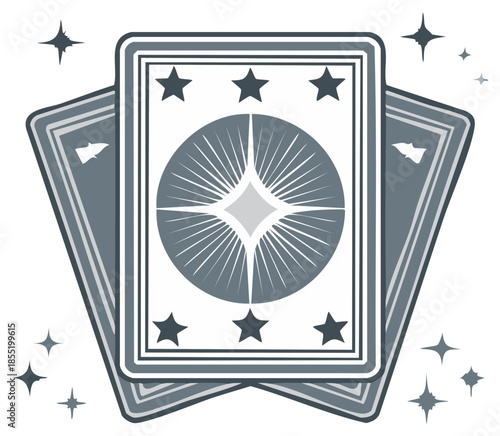 Illustration of cards featuring diamond and star symbols for games of chance