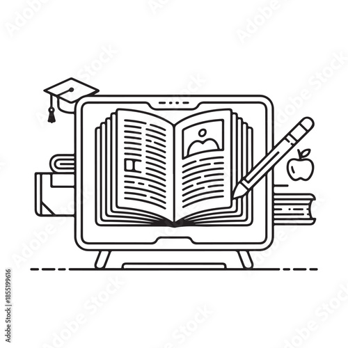 eBook reader illustration silhouette vector minimal clean modern design