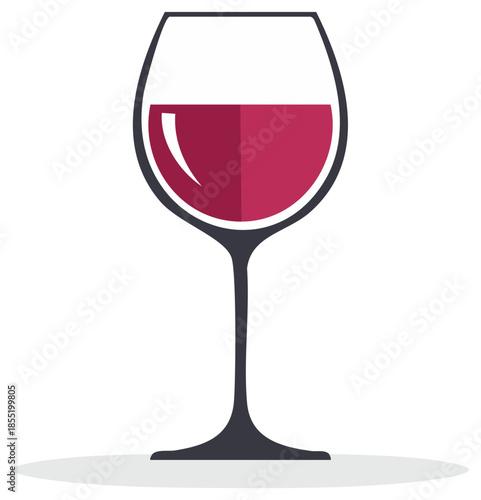 Minimalist Illustration of a Wine Glass Filled with Red Wine