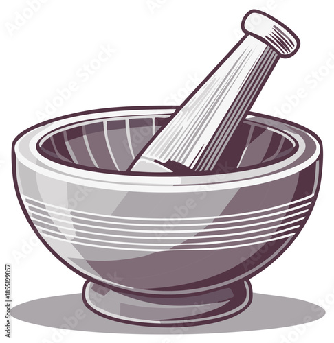 Stone Mortar and Pestle Grinding Herbs and Spices Food Preparation Culinary Utensil