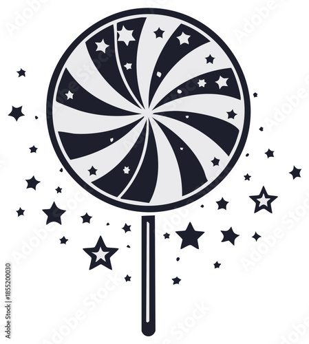 Swirl Lollipop with Starbursts and Falling Stars Party Celebration