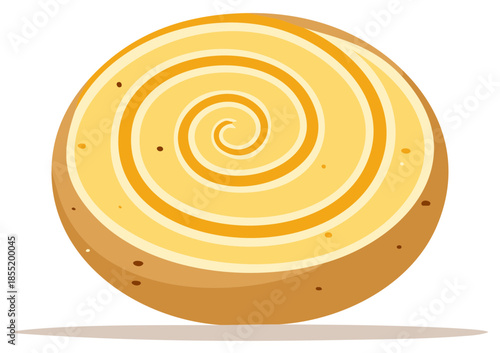 Swirl-patterned dessert isolated on white, bakery treat