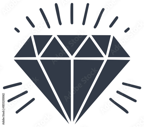 Diamond illustration with radiant light, jewelry, gem, graphic design