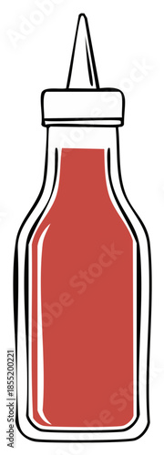 Ketchup bottle illustration, cartoon style