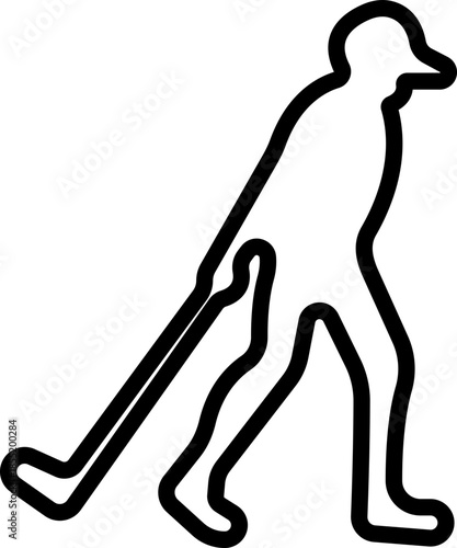 Black Golf Line Style Vector Icon Sports Equipment Symbol and Recreation Outline Graphic Group Featuring Club, Ball, Tee and Course Elements