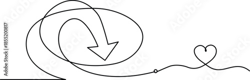 Swirling arrow leading to heart Vector