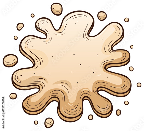 Beige Splash Blot Blob Paint Stain, Ink Drop, Liquid Spot Splatter with Cartoonish Feel