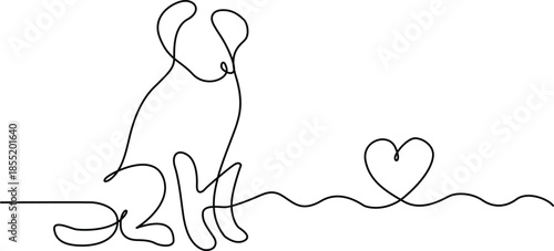 Dog with heart on beach Vector