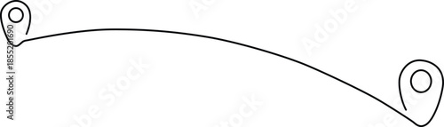 Two pins on a curved line Vector