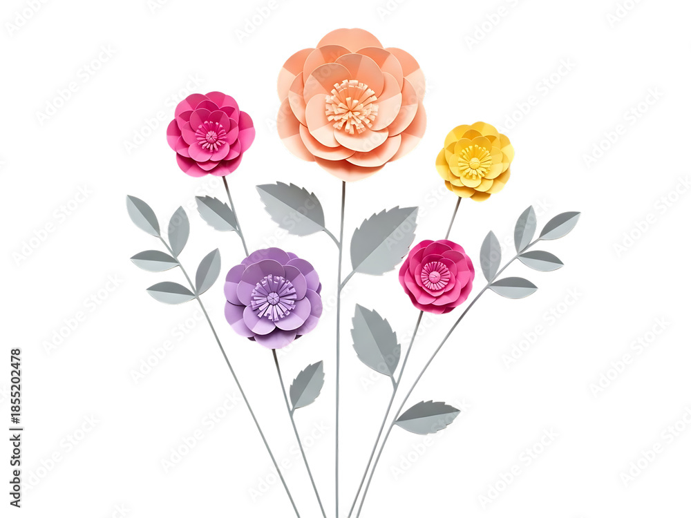 Obraz premium Beautiful paper flowers in various colors