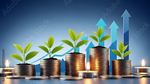 Growing investment and financial growth concept