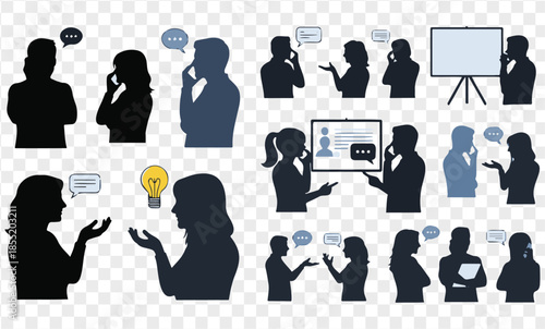 Silhouettes of People in Communication