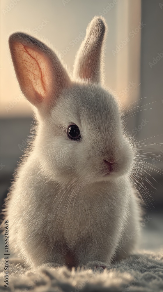 Fototapeta premium innocent baby bunny pure look, soft light