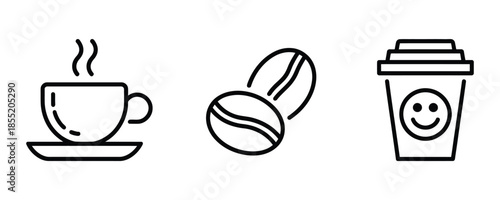 Coffee and pastry icons for breakfast or snack time