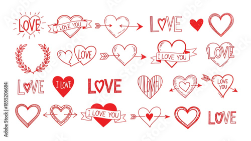 Collection of love heart illustrations