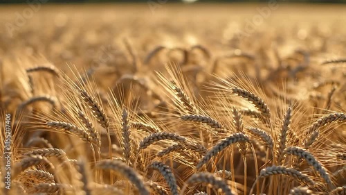 Golden Wheat Field Bathed in Warm Sunlight Ready for Harvest.