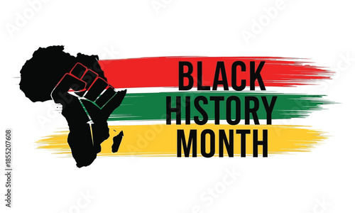 Celebrating black history month with african continent silhouette and pan-african colors