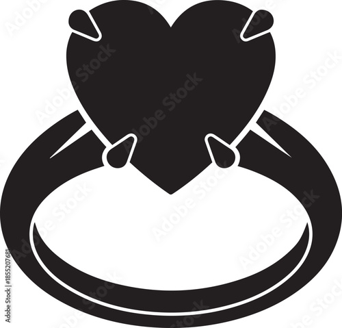 Black and white of a stylized heart with a ribbon love