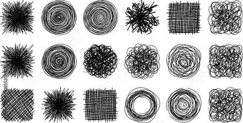 Hand-Drawn Scribbles, Doodles, and Textured Shading Elements Set