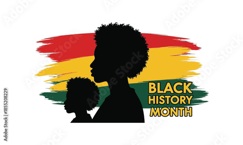 Celebrating black history month with silhouettes and vibrant pan-african colors