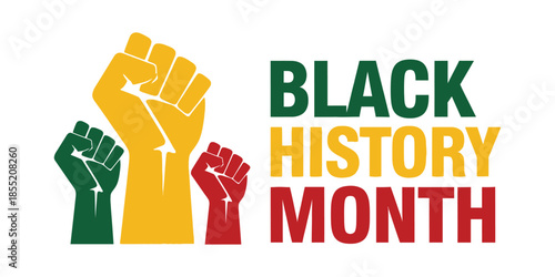 Celebrating black history month with powerful raised fists symbolizing unity and strength