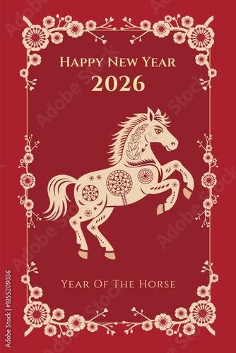 Chinese New Year 2026 Year of the Horse Illustration
