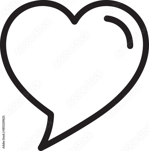 Black outline of a speech bubble with a heart shape inside love