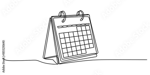 Continuous line drawing of a desk calendar for time planning and scheduling concepts Vector, illustration