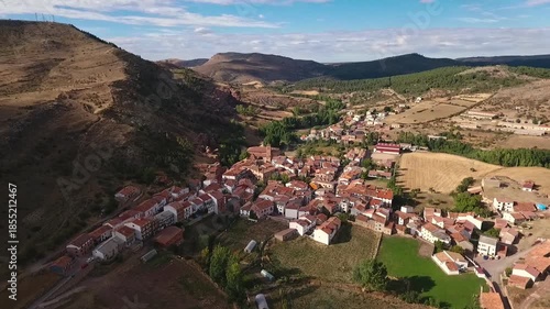 Aerial View of Village Edge and Countryside