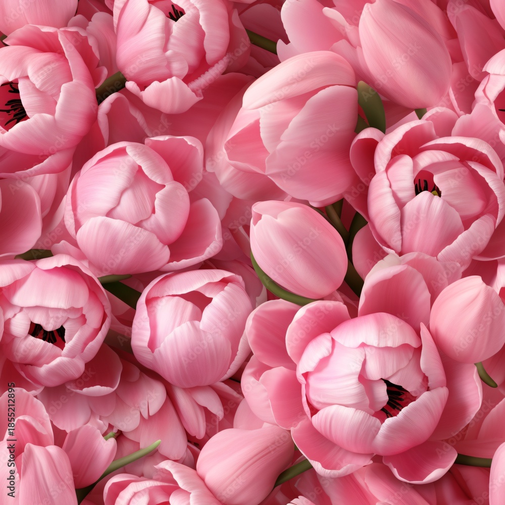 Fototapeta premium 3D Tulips Flower Seamless Pattern, Colorful Tulip Flowers Pattern, Floral Seamless Pattern, Tulips Background, Tulips Digital paper