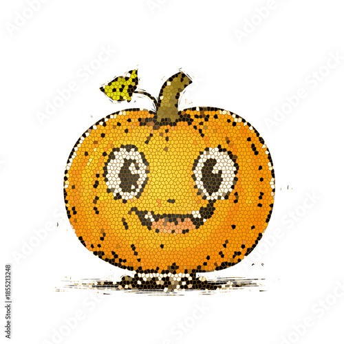 Happy Stained Glass Style Halloween Jack-o'-Lantern Illustration