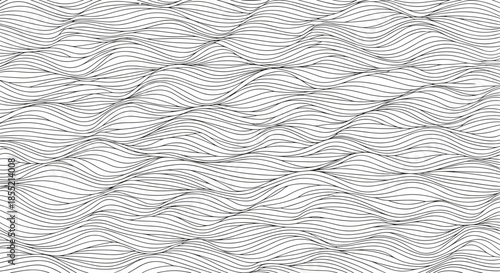 Minimalist seamless pattern of horizontal dashed wavy lines representing sea waves or dunes on a white background.