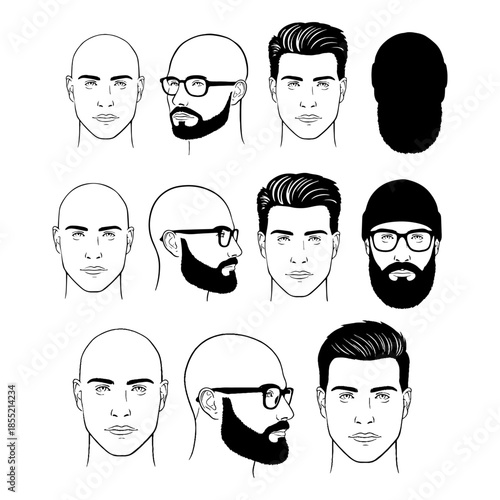 different hair style and chair cut silhouette pack