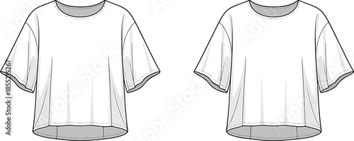 Oversized t-shirt design front and back views Vector