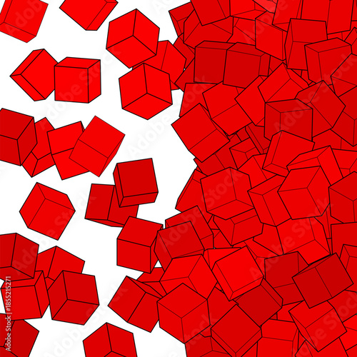 Abstract vector background. Geometric figures. Red cubes. eps 10