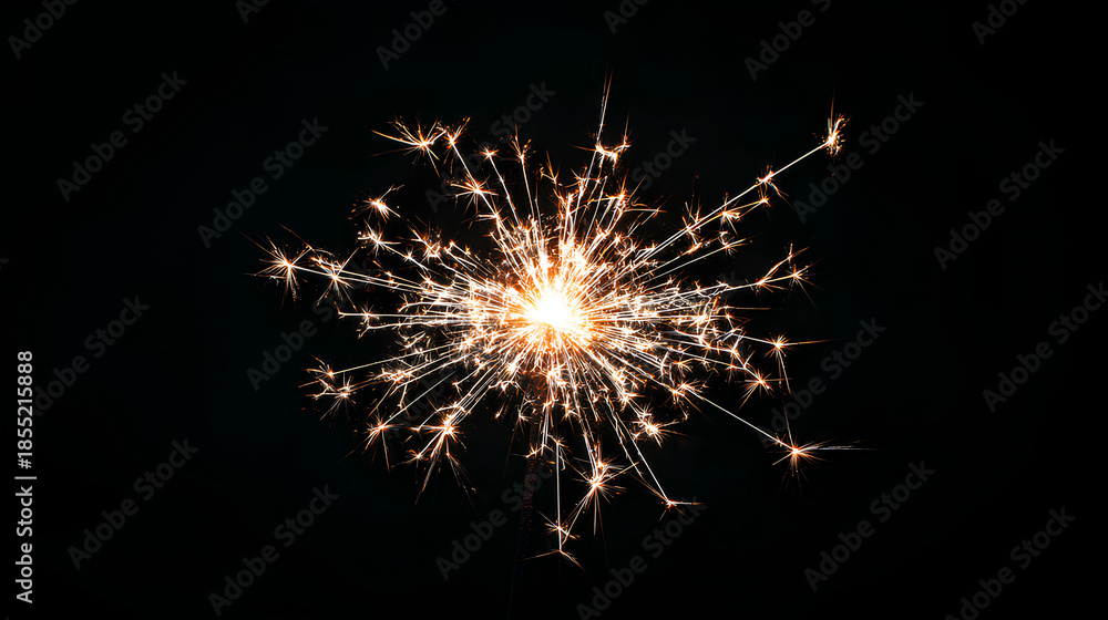 Fototapeta premium Fireworks isolate sparkler celebration in a festive night glow perfect for overlay in holiday party or festival designs includes bright explosion asset white background